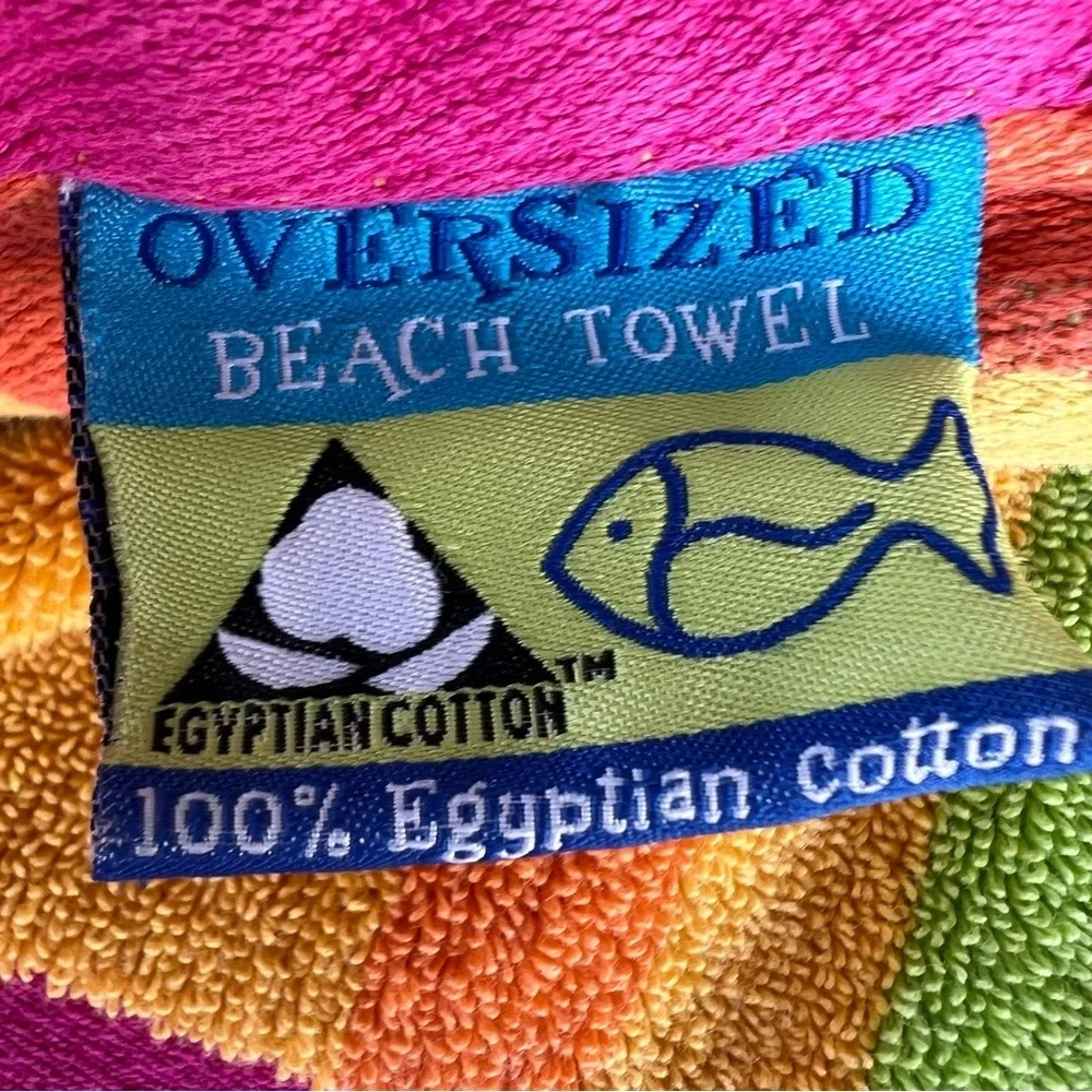Y2K 100% Egyptian Cotton Oversized Beach Towel Colorful Palms Hibiscus 36x66